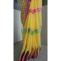 Bollywood Style Saree, Designer Chiffon Yellow Party Wear Saree #5962